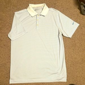 Nike Golf Dri-fit Polo Shirt, Men’s Medium, white with light blue stripes